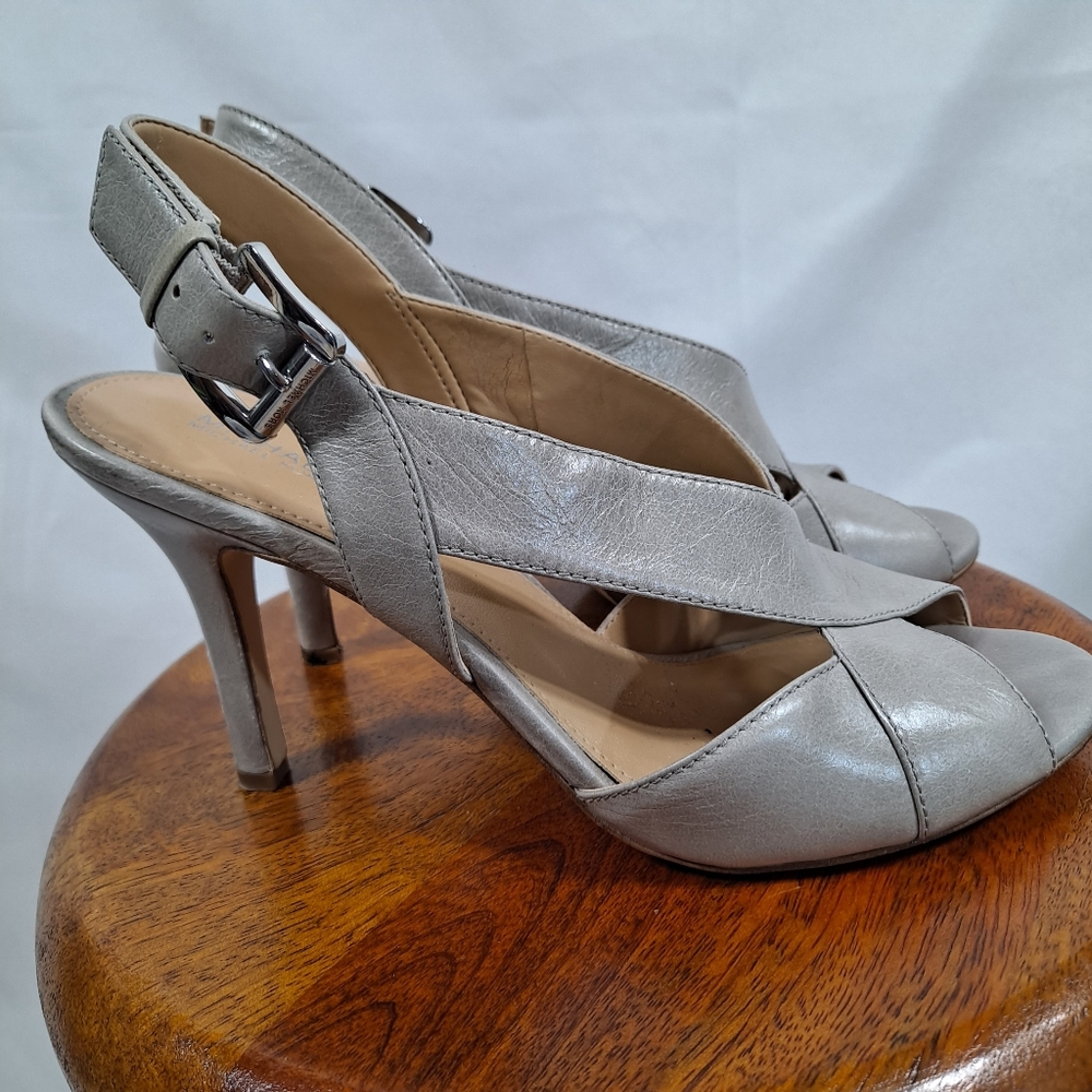 Michael Kors Grey Open Toe Buckle Heels